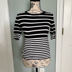 White House Black Market 3/4 Sleeve Horiztonal Striped Shirt